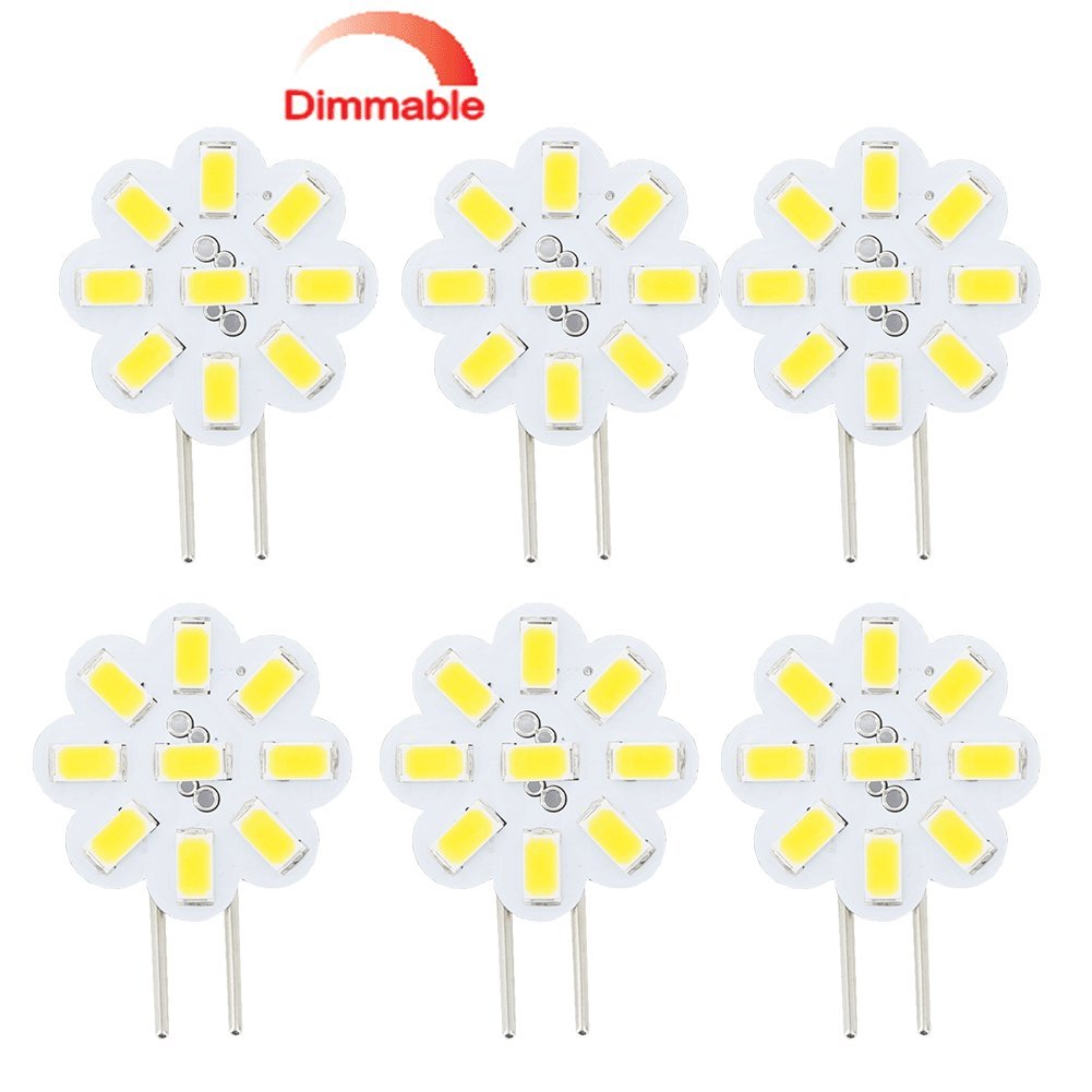 Best to Buy® (6-PACK) Dimmable 2.4Watt T4 G4 DISC puck LED 9SMD 5730LED, Warm White (Jc10 Bi-pin 14-17W Replacement) for RV Campers, Trailers, Boats, and Under-cabinet Light ...