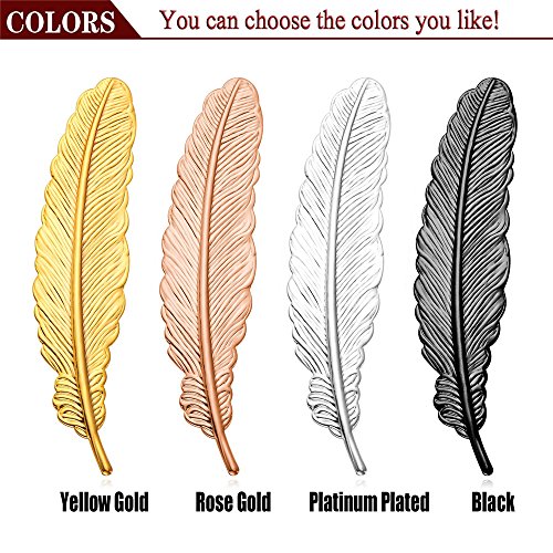 U7 Lady & Gentlemen Suit Brooches 18K Stamp Gold Tone Feather Leaf Brooch Pin - Gold,Black,Platinum,Rose Gold