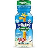 PediaSure Grow & Gain with Fiber Nutritional Shake for Kids, 7g Protein, 3g Fiber to Support a Healthy Digestive System, DHA Omega-3, Non-GMO, Vanilla, 8-fl-oz Bottle, Pack of 1
