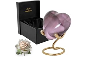 ANGELFOREVER Heart Keepsake Urn with Stand & Box - Mini Cremation Urn for Men & Women (Pink)