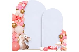 Fuloon Wedding Arch Cover - 8 FT & 6.6 FT Elastic Party Backdrop Stand Covers for Wedding, Birthday, Party, Baby Shower, Banquet Decoration - White (Only Covers)