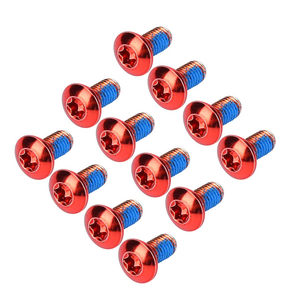 Alomejor Bike T25 Screws 12PCS Bike Brake Screws Bike Disk Brake Rotor Cycling Parts T25 Head Screws Parts(Red)