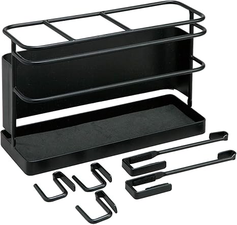 Amazon Co Jp コモライフ ドライヤーホルダー 磁石 扉 フック ブラック サイズ 約縦8 5 横22 高さ14cm 卓上 スタンド ヘアアイロン 収納 ラック ホーム キッチン