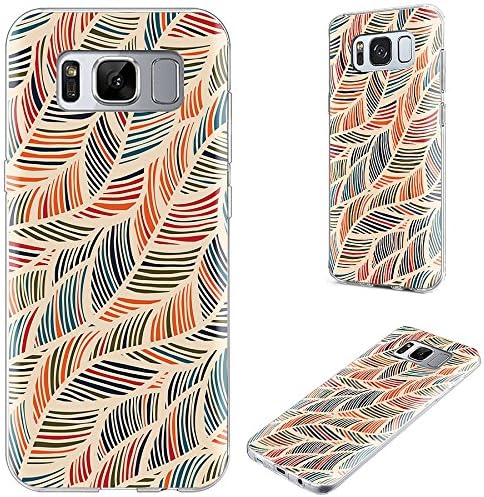 S8 Case,S8 Case for Girls,VoMotec Shockproof Anti-scratch Slim Flexible Soft TPU Rubber Full Protective Shell Cover Cases For Samsung Galaxy S8,orange black blue Feather Wave Decorative Pattern