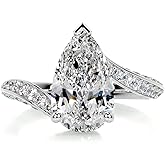 Ayafee 2CT Pear Shaped Engagement Rings for Women S925 Sterling Silver Pear Cut Moissanite Rings for Her