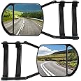 Lifronkit Universal Clip-on Towing Mirrors Extension Towing Mirror 360 Degree Rotation Adjustable Dual View Tow Mirror for Vehicle Car Truck Trailer, 2 Pieces