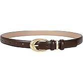 TRIWORKS Women Leather Belt for Jeans Pants Fashion Ladies Skinny Faux Leather Dress belt with Gold Buckle