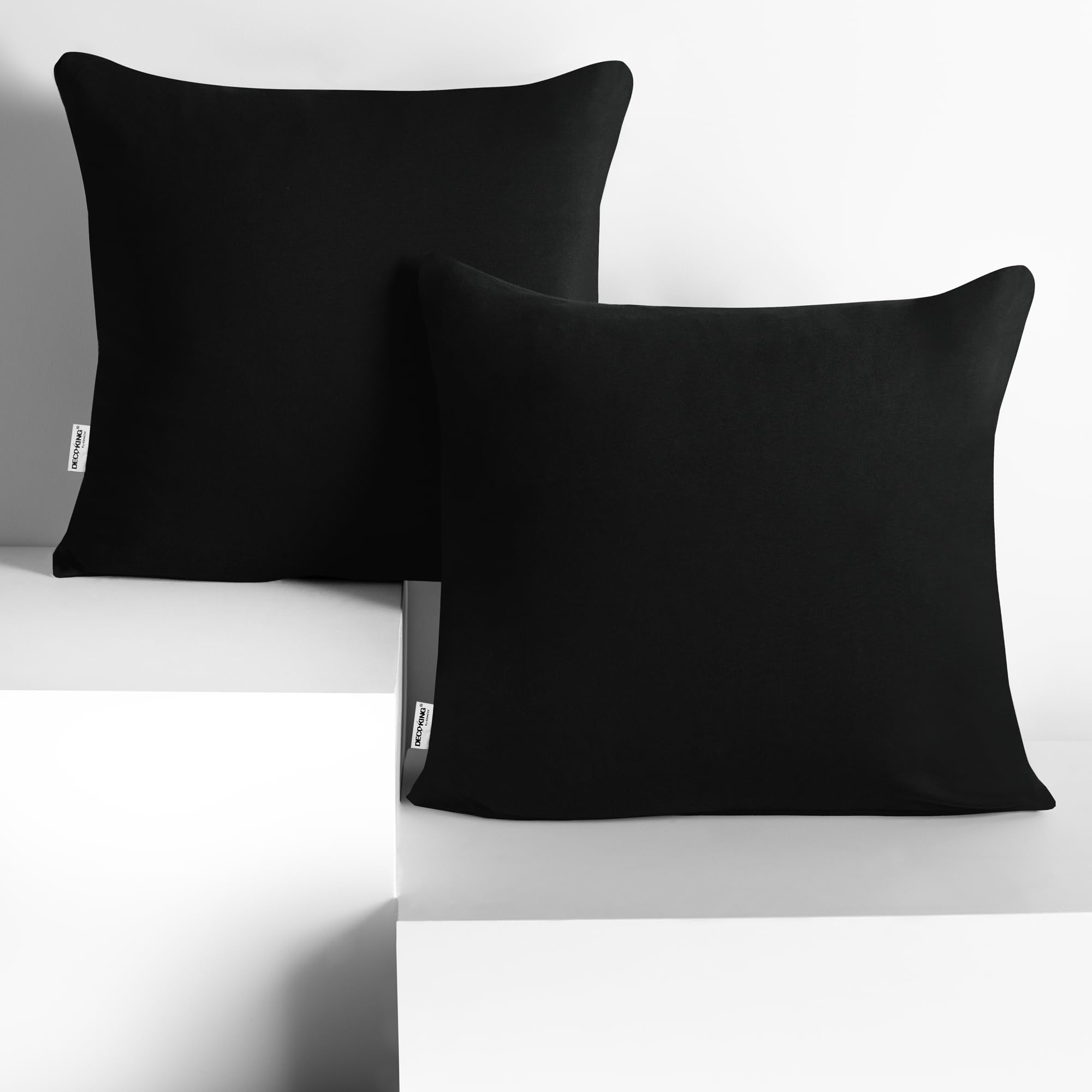 DecoKing 2 Pillowcases 50 x 50 cm Jersey 100% Combed Cotton Zip Black Amber