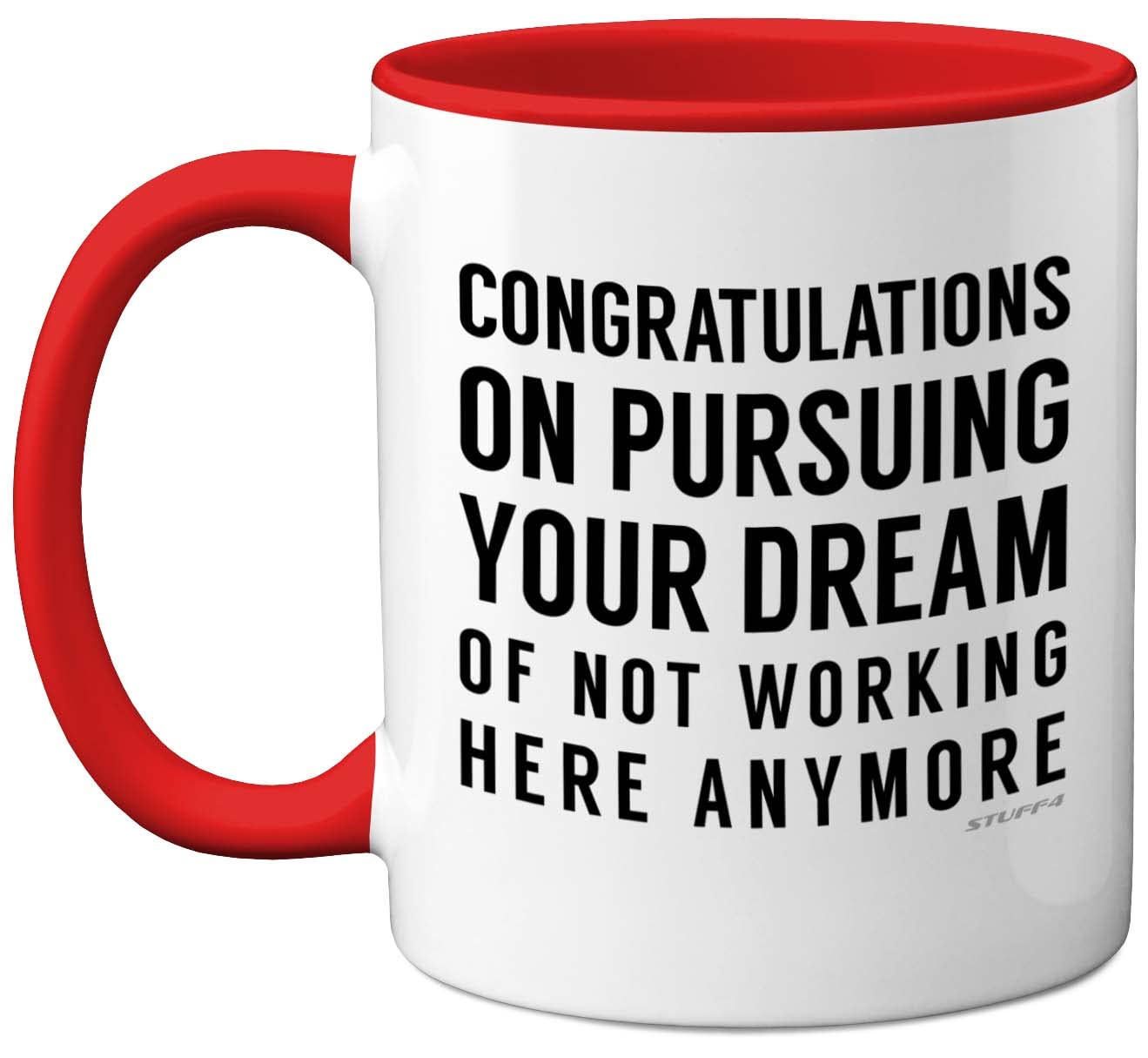 Funny Leaving Gifts Mug for Colleagues Women Friends Boss - Congratulations on Pursuing Your Dream - New Job Gifts for Men, Co Worker Leaving Gift, 11oz Red Ceramic Mugs Dishwasher Safe