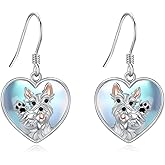 MONGAS Schnauzer Gifts for Women Sterling Silver Created Moonstone Schnauzer Dog Drop Dangle Earrings Dog Cute Animal Jewelry Gifts for Women