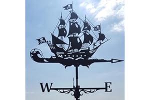 HEALT Stainless Steel Weathervanes-European Art Weather Wind Vane for Outside Yard,Decorative Wind Wheel with Stake for Villa Garden Patio Roof (06_Ship)