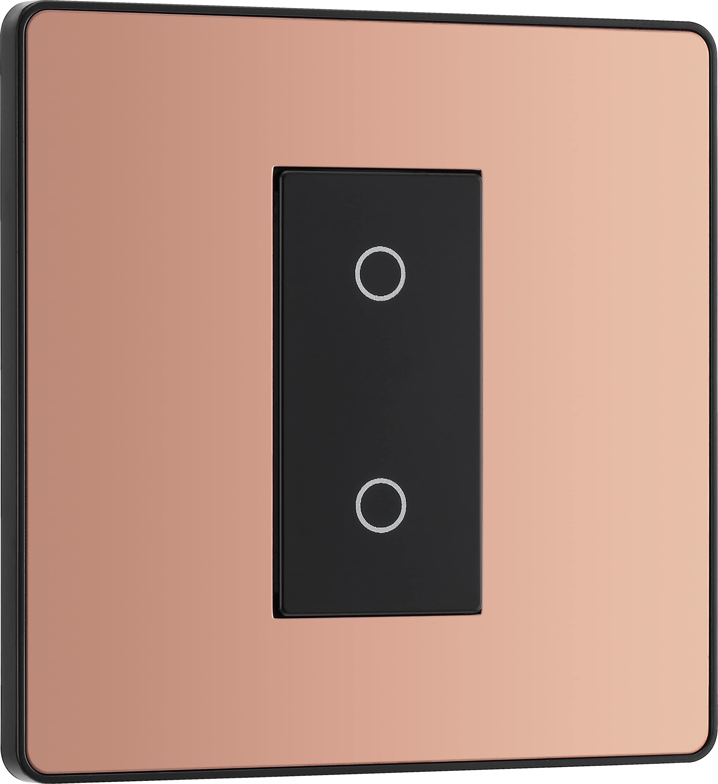 BG Electrical Single Master/Primary Touch Dimmer Wall Light Switch, 2-Way, Trailing Edge, Screwless Front Plate, Evolve, Polished Copper, 200W, PCDCPTDM1B — image 1