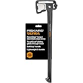 Fiskars U32 Ultra Splitting Axe 32", RazorEdge Blade &amp; ToughCoat Plating | Double-Hardened Steel Blade Stays Sharp, Perfected Weight Balance &amp; FiberComp Shaft for Large Log Splitting &amp; Firewood, Black