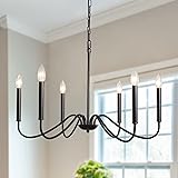 Generies Black Farmhouse Chandelier 6 Lights,Modern