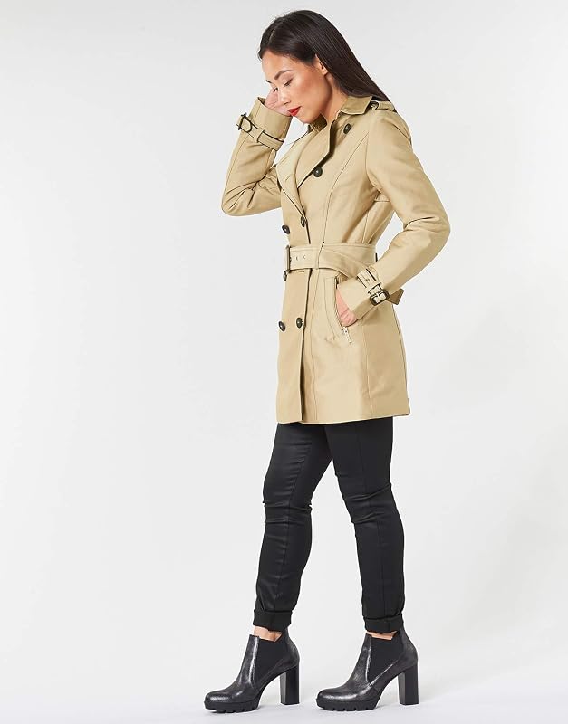 Trench con Bottoni E Cintura, Taglio Dritto, Colore Beige, Taglia 36