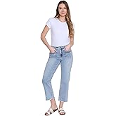 TRU Luxe Womens Wide Leg Crop Jean with Pleated Pocket Detail
