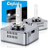 Cayluxt D5S Xenon HID Headlight Bulbs 25W 6000K Cold White Metal Base, 2Pcs | Fit for 2016-2018 Chevy Silverado 1500 LT LTZ LS WT, 2015-2018 GMC Sierra 1500 2500 3500 HD, High Low Beam Replacement Lights
