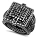 Men's Black Plated Micro-Pave Iced Out Cubic Zirconia Hip Hop Ring, Size 8