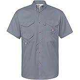 Alimens & Gentle Short Sleeve Fishing Shirt Wicking Fabric Sun Protection Casual Button Down Shirts