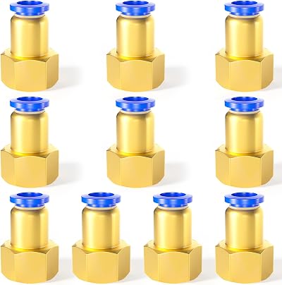 ERGAOBOY 10pcs 6mm Pipe OD to 1/4 BSP Female Straight Push to Connect PCF6-02