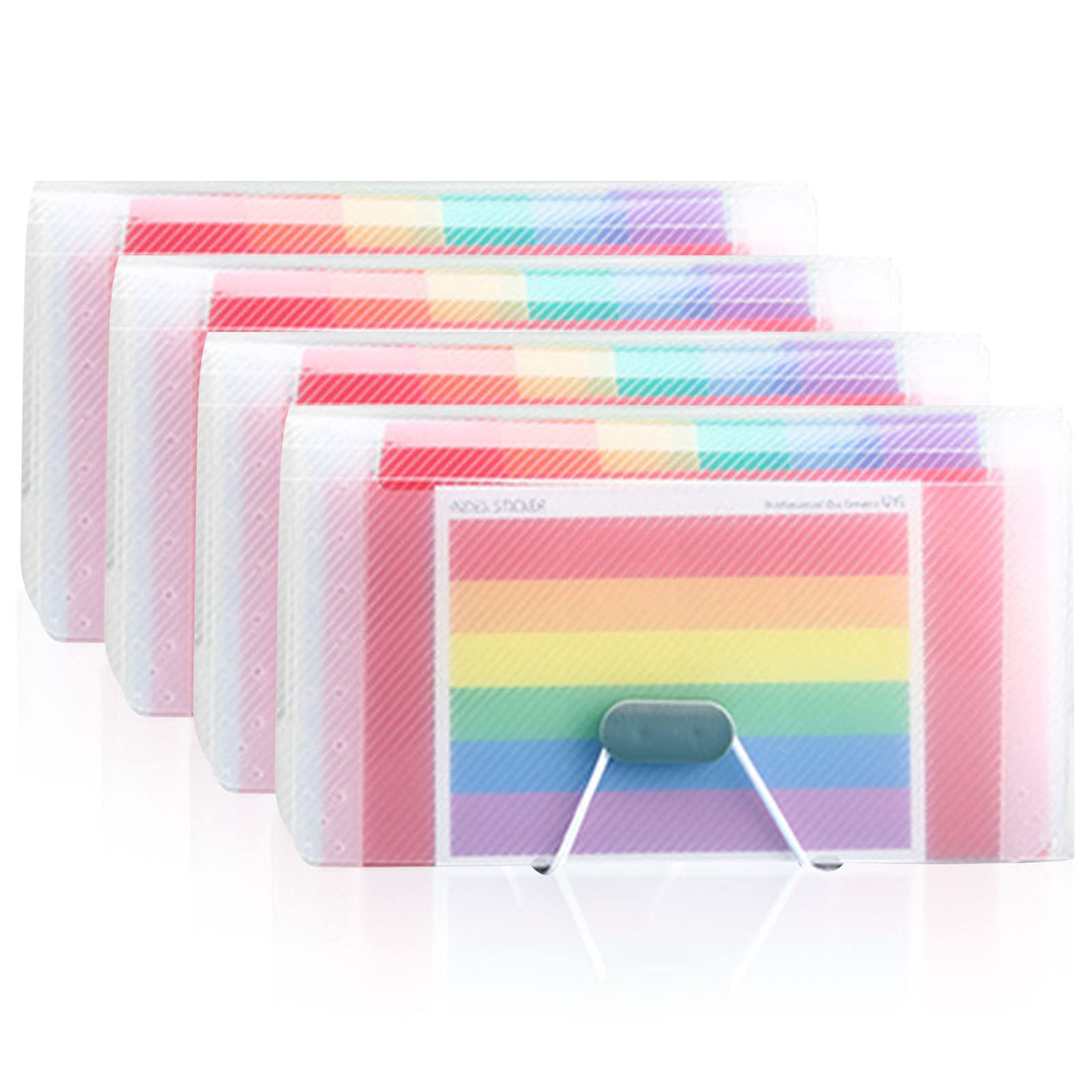 4 Pack Expanding File Folder, A6 Size 13 Pockets Portable Accordion Folder Expandable File Rainbow Document Organiser Expanding Ticket Folders Plastic Bills Storage Box