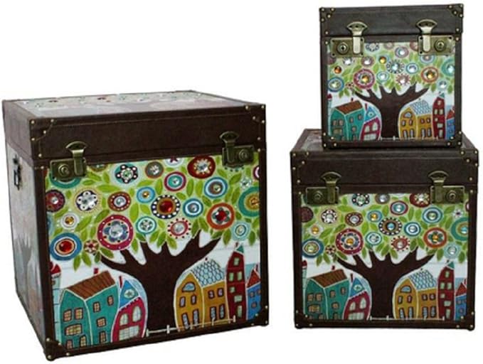 Item Zocco Set 3 Cajas Madera Gemas ARBOL 50X50X50 CM: Amazon.es: Hogar