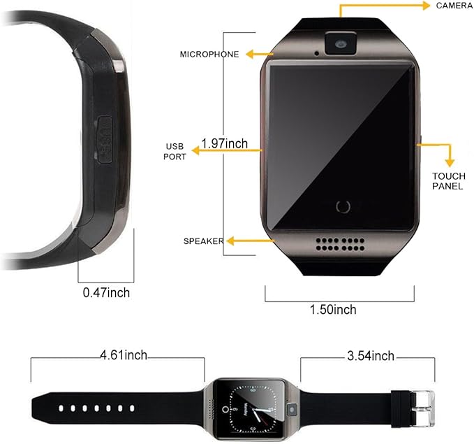 Reloj inteligente con Bluetooth, cámara, pantalla táctil, apto ...