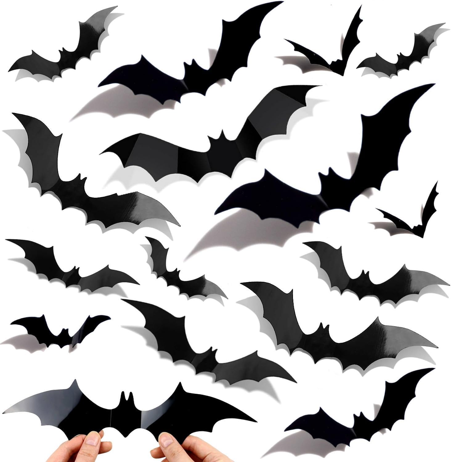 Window Treatments - Halloween Bats Wall Decor 100 Pcs - 3D Bats Halloween Decorations, 4 Sizes Reusable PVC Black Bats Stickers Wall Decal for Creep Home Bathroom Decor Indoor Halloween Party Decorations Supplies