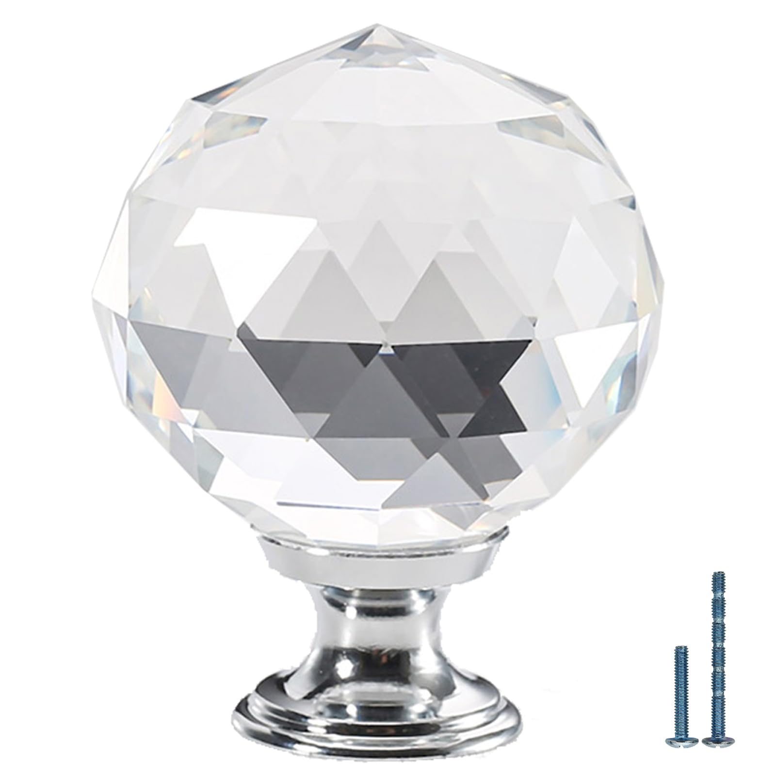 FURNIWARE Pack of 12 Crystal Drawer Knobs, 40 mm Zinc Alloy Crystal Glass Furniture Knob Handle Wardrobe Pull Handles Furniture Handle Modern Drawer Knob Handles for Cabinets Transparent