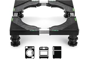 Hacaroa Mini Fridge Stand with 4 Strong Feet, Universal Washer and Dryer Pedestals Adjustable Refrigerator Stand, Multi-functional Washing Machine Base for Small Appliance, Black
