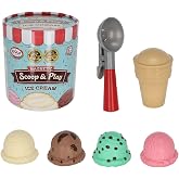 Popular Playthings Magnetic Scoop and Play Ice Cream Set, Classic | Pretend Dessert Shop Toy, Play Food Cones and Scooper Gift, for Kids