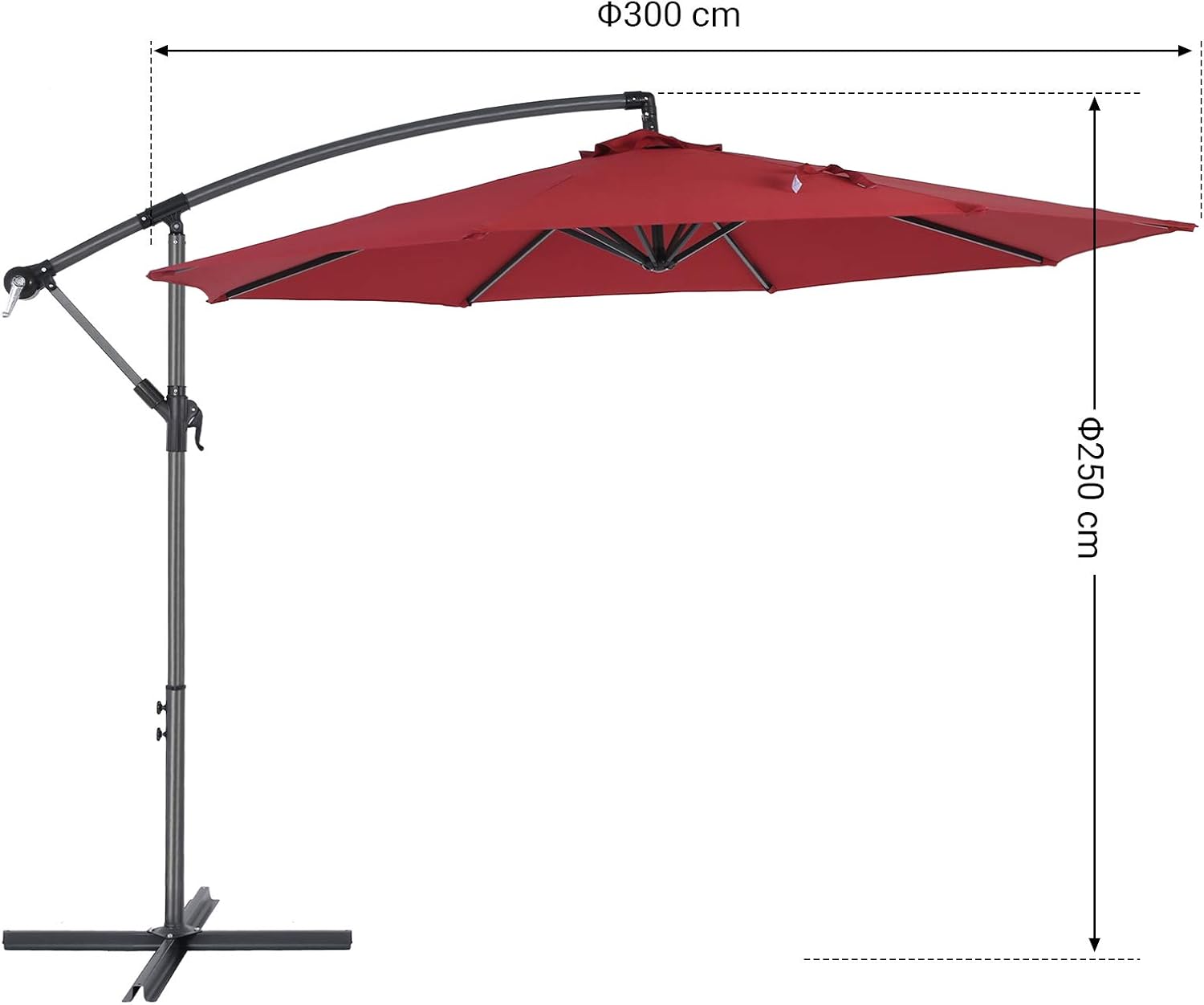Songmics Cantilever Garden Patio Umbrella With Base 3 M Offset Parasol Banana Hanging Umbrella Crank For Opening Closing Tilt Sunshade With Protection Upf 50 Red Gpu34rd Amazon Co Uk Garden Outdoors