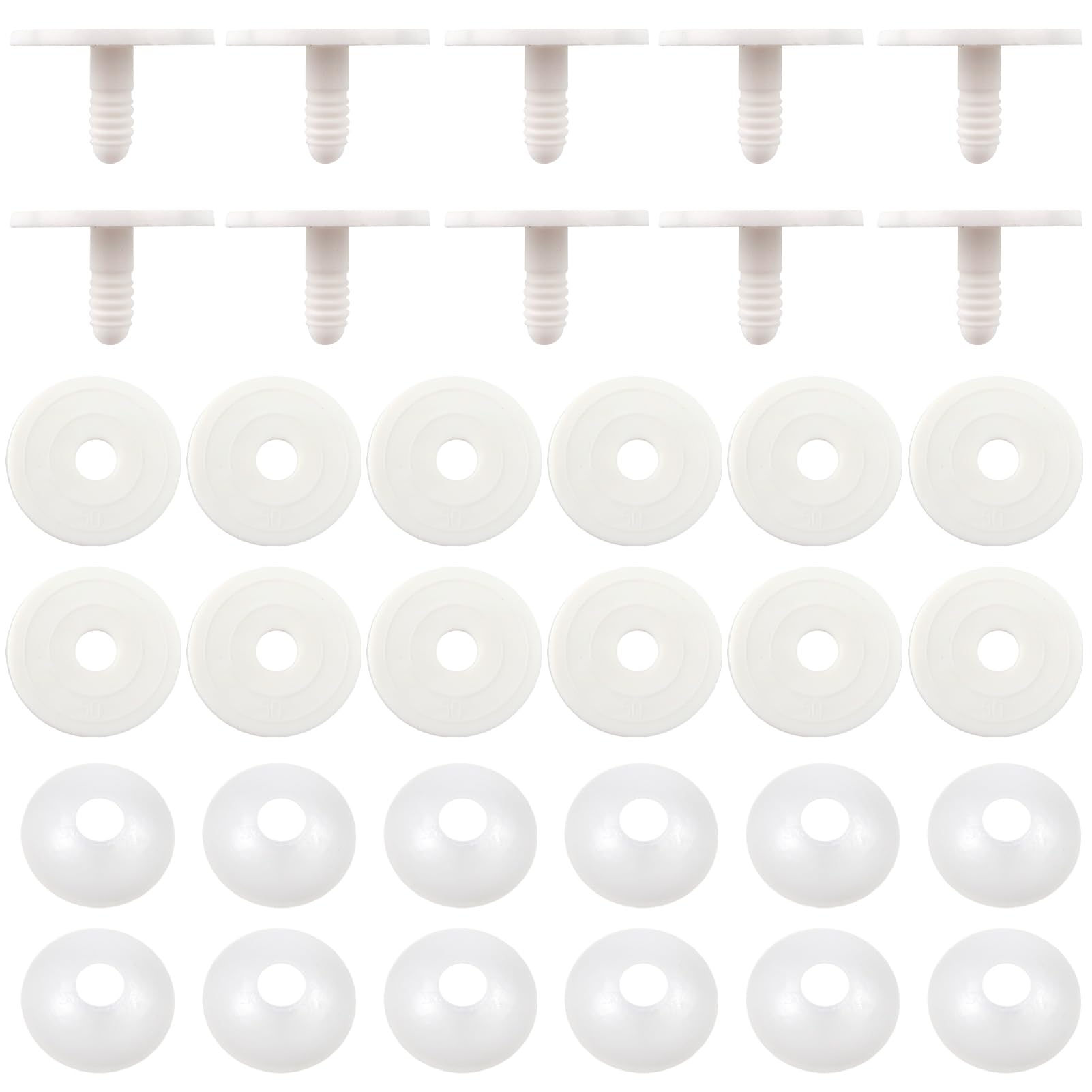 TOAOB Doll Joints for Amigurumis Crochet 20 Set 50mm White Plastic Safety Joints for Stuffed Animals Limbs and Arms Movable Connectors for Doll Making DIY Crafts