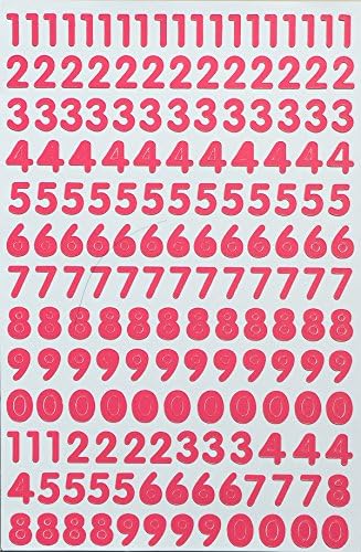 Jazzstick Small Number 0-9 Decorative Sticker Value Pack Bulk 5 sheets Pink 14E
