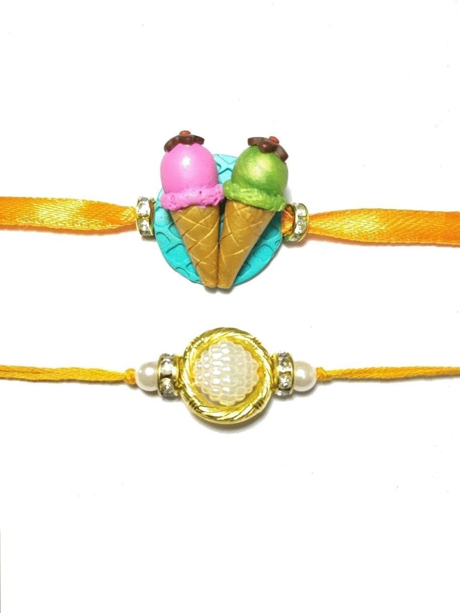 sjri creations rakhi ice cream & pearl rakhi for men/boys - pack of 2