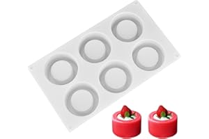Silicone Molds for Baking, 6 Holes Non-Stick 3D Cake Mold Professional Reusable Mould for Chocolate Bread Cheese Cake Quiche 