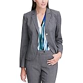 Calvin Klein Womens Petites Glen Plaid Two-Button Blazer Gray 14P