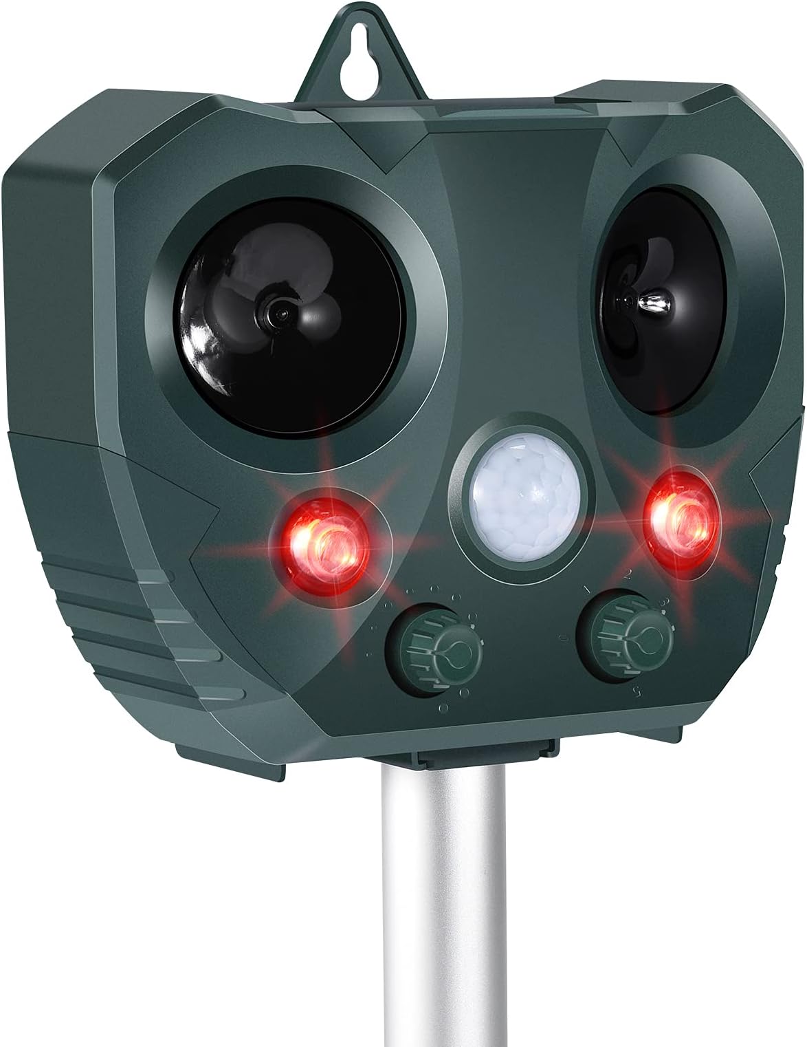 Ultrasonic Dog Chaser, Animal Deterrent with Motion Sensor and Flashing Lights Outdoor Solar Farm Garden Yard Repellent,Dogs, Cats, Birds, Squirrel, Raccoon, Skunk, Rat, Mole, Deer, Rabbit