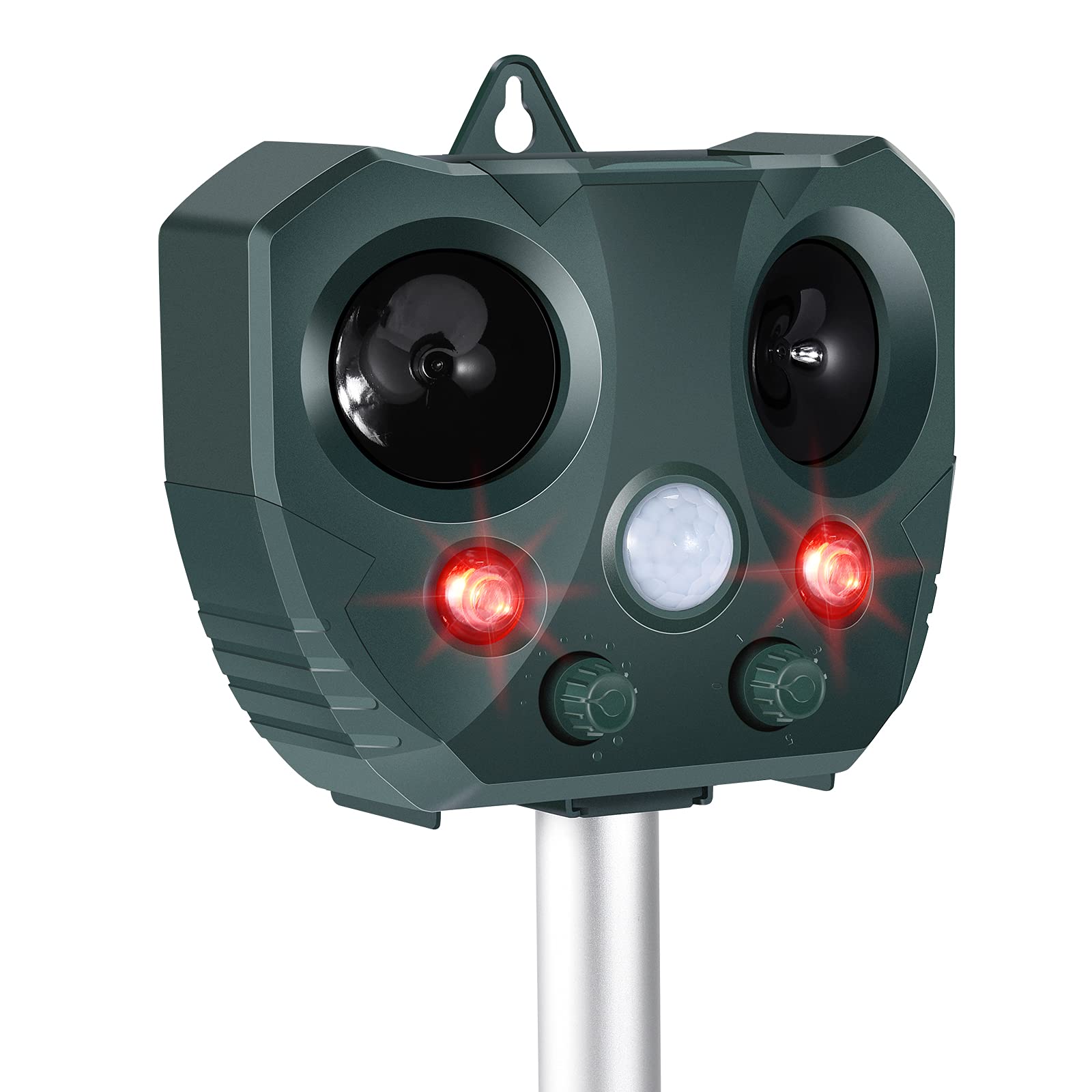 Ultrasonic Dog Chaser, Animal Deterrent with Motion Sensor and Flashing Lights Outdoor Solar Farm Garden Yard Repellent,Dogs, Cats, Birds, Squirrel, Raccoon, Skunk, Rat, Mole, Deer, Rabbit