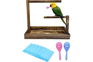 Niwaes 8 Pcs Small Bird Training Stand Set Portable Tabletop Birds Perch Desktop Platform Training Perch with Disposable Pads Parakeet Play Gyms Exercise for Budgie Conure Parrot Cockatiel