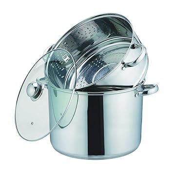 Kamberg Couscous-Topf, Edelstahl, Rostfreies Metall, grau, 27,5 x 27,5 x 28,3 cm