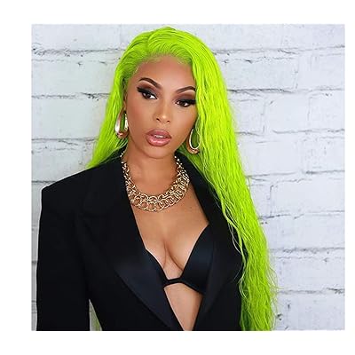 Grynah Lime Green Lace Front Wig Synthetic Wavy Zambia Ubuy
