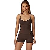 ABOCIW Workout Sets for Women Criss Cross Tank Top Crossover Waist Biker Shorts with Pockets 2 Piece Gym Yoga Outfits