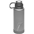 EcoVessel Stainless Steel Water Bottle with Insulated Dual Lid, Insulated Water Bottle with Strainer and Silicone Bottle Bumper, Coffee Mug – 32oz (Slate Grey)