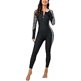 Halcurt Women's Full Body Rash Guard One Piece Front Zip Swimsuit Long Sleeve UPF 50 Bathing Suit