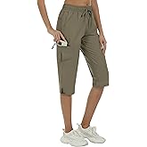 MoFiz Women's Capri Pants Lightweight Hiking Cargo Shorts Quick Dry Water Resistant Outdoor Athletic Casual Pants Pockets