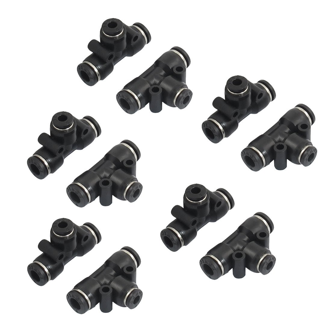 Sourcingmap 10 Pcs Pneumatic 6mm to 4mm Push in Connector Tee Shaped Quick Fittings