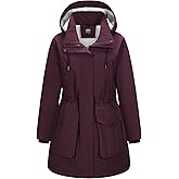 Outdoor Ventures Women's Waterproof Fleece Lined Winter Coat Parka Removable Hood Warm Long Insulated Thicken Puffer Jacket