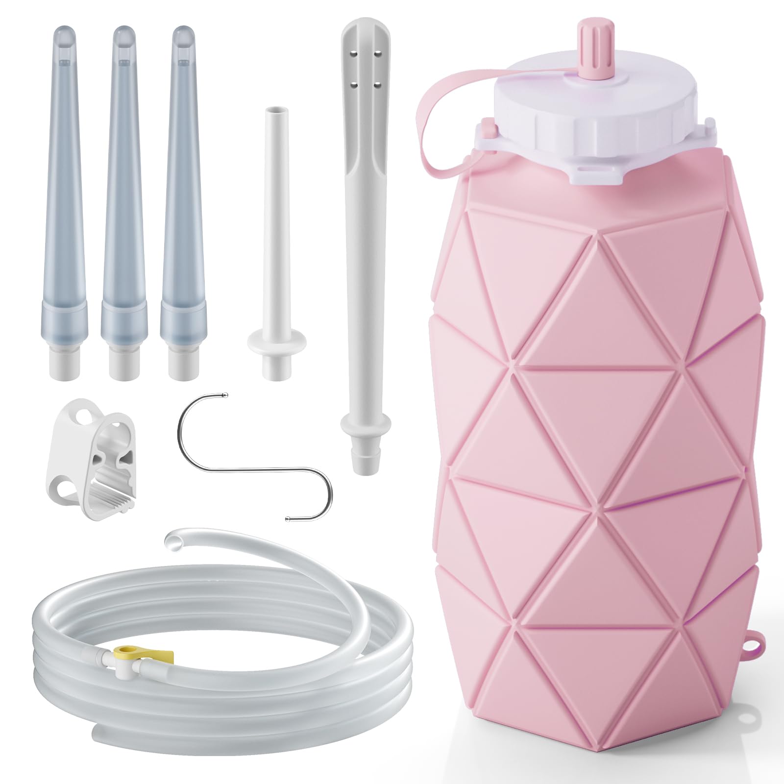 Photo 1 of KYZETJD Collapsible Silicone Enema Bag Bottle Kit 1.2 L Capacity Enema Bottle, 5.2ft Enama Hose, 5 Enima Nozzles, Controllable Flow Valve Coffee Enema kit for Colon Cleanse