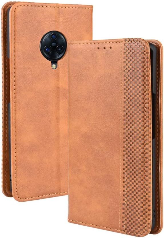 LAGUI Compatible for VIVO NEX 3 / NEX 3 5G Case, Retro Style Wallet Magnetic Cover with Credit Card Slots and Flip Stand, brown